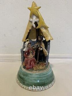 Anzengruber Keramik Vienna Austria Ceramic Reuge Music Box Silent Night Nativity