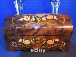 Authentic Reuge Marquetry Wooden Treasure Chest Music Box Love Story 8.5 L