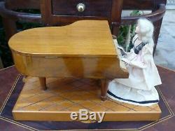 Automaton Reuge Music Box Movement 2 songs 50 notes Victorian Lady Play Piano