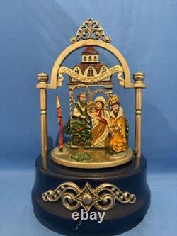 BAVARIAN Kuehn Christmas Music Box Nativity Pewter Figurines Germany REUGE