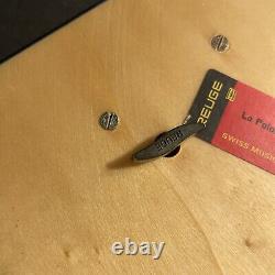 Beautiful Italian Burl Wood Inlay REUGE Music Box withKey 5.5x10.5x2 preowned