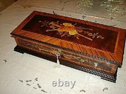 Beautiful Made In Italy Wood Inlaid Music Box 72 Note, Wind Beneath My Wings