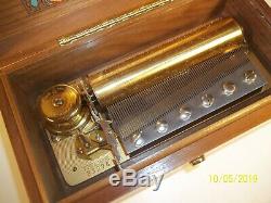 Beautiful Original Reuge 72 Note Music Box S# 33274 Solid Mahogany