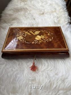 Beautiful Reuge Italian Wood Music Jewelry Box Fur Elise WORKING