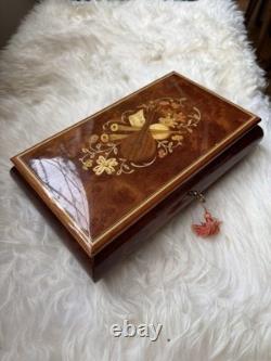 Beautiful Reuge Italian Wood Music Jewelry Box Fur Elise WORKING
