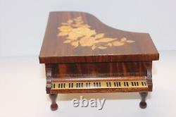 Beautiful Reuge Marquetry Inlaid Wood Italian Sorrento Piano Music Jewelry Box