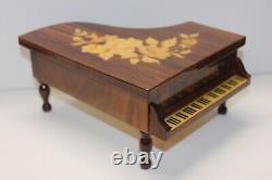 Beautiful Reuge Marquetry Inlaid Wood Italian Sorrento Piano Music Jewelry Box