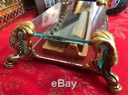 Beethoven Swiss Reuge 72 Music Box, Crystal Clear Glass Case Large Dolphin Legs