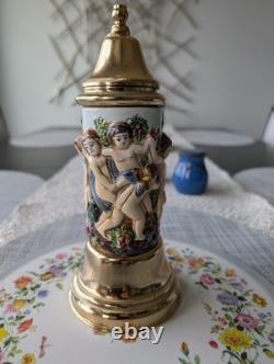 CAPODIMONTE porcelain Grinder Music Box By Reuge Switzerland, ITALY