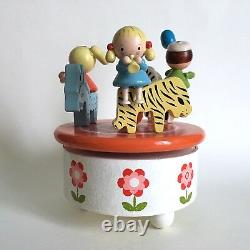 Carousel Music box Reuge / painted wood children and animals / 50/60's