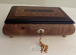 Classic Style Burl-Elm with Rosewood/Walnut Border Musical Jewelry Box