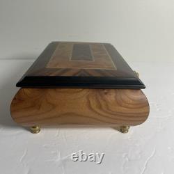 Classic Style Burl-Elm with Rosewood/Walnut Border Musical Jewelry Box
