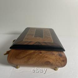 Classic Style Burl-Elm with Rosewood/Walnut Border Musical Jewelry Box