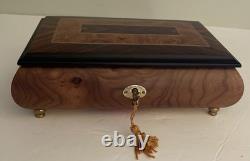 Classic Style Burl-Elm with Rosewood/Walnut Border Musical Jewelry Box