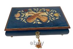 Collectible Reuge Sainte-Croix Swiss Music Box, Fine Woods Inlaid Varnished Hand