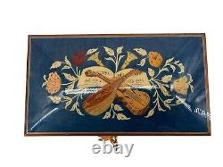 Collectible Reuge Sainte-Croix Swiss Music Box, Fine Woods Inlaid Varnished Hand