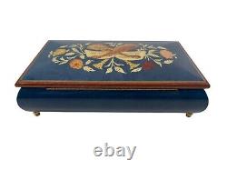 Collectible Reuge Sainte-Croix Swiss Music Box, Fine Woods Inlaid Varnished Hand