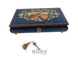 Collectible Reuge Sainte-Croix Swiss Music Box, Fine Woods Inlaid Varnished Hand