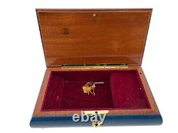 Collectible Reuge Sainte-Croix Swiss Music Box, Fine Woods Inlaid Varnished Hand