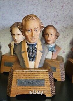 Composers Busts. 6 Composers-Classics and Romantic Epochs. With Reuge Music Box