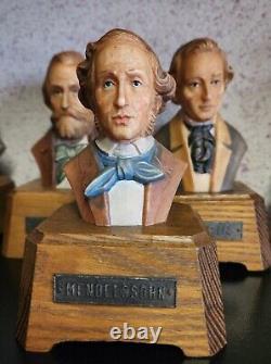 Composers Busts. 6 Composers-Classics and Romantic Epochs. With Reuge Music Box