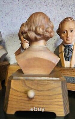 Composers Busts. 6 Composers-Classics and Romantic Epochs. With Reuge Music Box