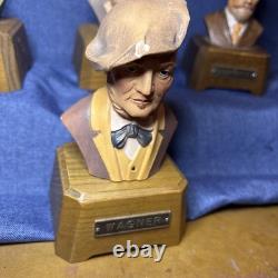 Composers Busts. 7 Composers-Classics and Romantic Epochs. With Reuge Music Box