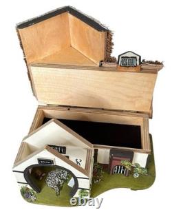 Cottage Music Box Pauline David Reuge Movement Working. Thatched Smithy Vtg 60s