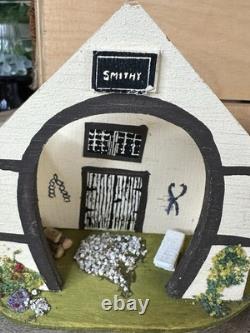 Cottage Music Box Pauline David Reuge Movement Working. Thatched Smithy Vtg 60s