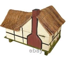 Cottage Music Box Pauline David Reuge Movement Working. Thatched Smithy Vtg 60s