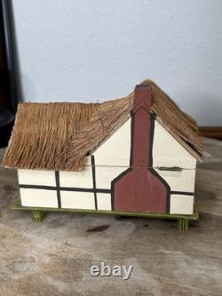 Cottage Music Box Pauline David Reuge Movement Working. Thatched Smithy Vtg 60s