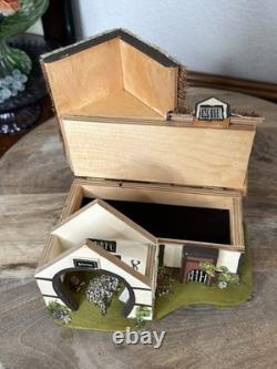 Cottage Music Box Pauline David Reuge Movement Working. Thatched Smithy Vtg 60s