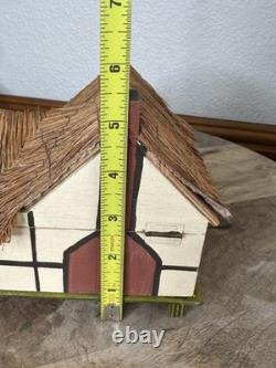 Cottage Music Box Pauline David Reuge Movement Working. Thatched Smithy Vtg 60s