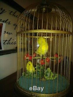 Double Singing Bird Cage Automaton Music Box. Made in France Reuge