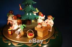 ERZGEBIRGE Christmas Music Box Richard Glaesser Carved Wood ANGELS Germany REUGE