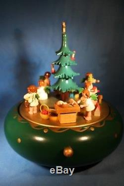 ERZGEBIRGE Christmas Music Box Richard Glaesser Carved Wood ANGELS Germany REUGE