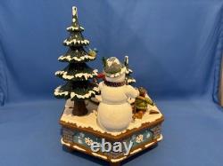 ERZGEBIRGE Hubrig REUGE Christmas Music Box Winter Time Snowman Wood Germany Box