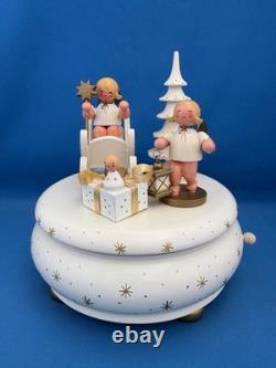 ERZGEBIRGE Ulbricht REUGE Christmas Music Box Musical Angels Wood Germany Vtg