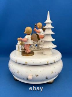 ERZGEBIRGE Ulbricht REUGE Christmas Music Box Musical Angels Wood Germany Vtg