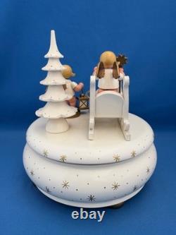 ERZGEBIRGE Ulbricht REUGE Christmas Music Box Musical Angels Wood Germany Vtg