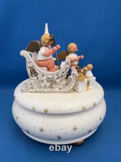 ERZGEBIRGE Ulbricht REUGE Christmas Music Box Musical Angels Wood Germany Vtg