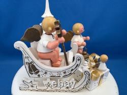 ERZGEBIRGE Ulbricht REUGE Christmas Music Box Musical Angels Wood Germany Vtg