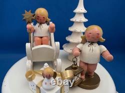 ERZGEBIRGE Ulbricht REUGE Christmas Music Box Musical Angels Wood Germany Vtg
