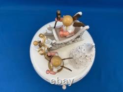 ERZGEBIRGE Ulbricht REUGE Christmas Music Box Musical Angels Wood Germany Vtg