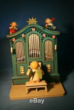 ERZGEBIRGE Wendt Kuhn REUGE Music Box Angel Organ Carved Wood East Germany