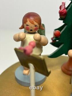 ERZGEBIRGE Wendt Kuhn REUGE Wood Music Box Angels & Tree Christmas Germany