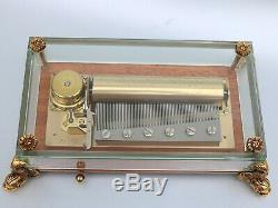 EXCELLENT REUGE CYLINDER MUSIC BOX large Ch3/72 RACHMANINOV crystal & gilt case