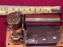 EXCELLENT VINTAGE WORKING Reuge Swiss 37 Note Movement DIY Music Box 3 Tune