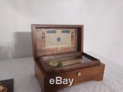 EXC VINTAGE 50 NOTE SAINTE CROIX SWISS REUGE MUSIC BOX Navy Blue and Gold