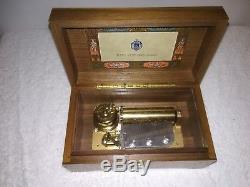 EXC VINTAGE 50 NOTE SAINTE CROIX SWISS REUGE MUSIC BOX Navy Blue and Gold